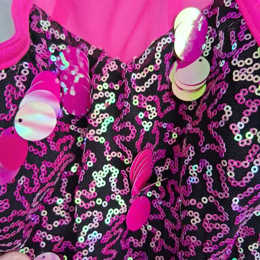 Weissman Dance Costume Hit Pink Black SC Small Child EUC